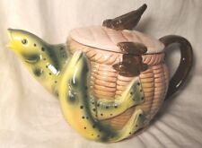 Eddie Bauer ? Cabin Fishing Basket Tea Pot W/ Trout Spout () Holds About 4 Cups picture