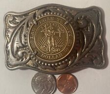 Vintage Metal Belt Buckle, Las Vegas Twenty Dollar Coin, Chip, Token, picture