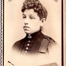 c1890s Postville, Iowa Young Lady Cabinet Card Photo Female Woman Headshot B2 picture