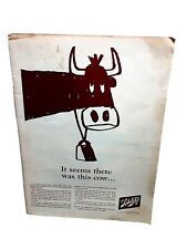 1965 Schlitz Beer Cow Chicago West Side Original Print Ad vintage picture