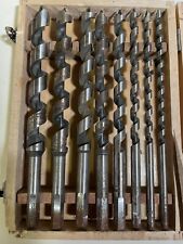 vintage wood auger drill bits set with wood box picture