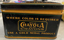 Vintage Dustless Crayon (Chalk) Artista / Crayola Tin w/Lid- 6x3.5x3.5” picture