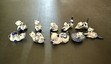 Miniature Blue And White Cat Figurines Bundle Of 10 picture