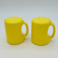 Vintage Omnibus Japan Yellow Ceramic Large Salt & Pepper Shakers Modern MCM picture