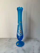 Vintage Westmorland Frosted Blue Hand painted Glass bud Vase picture