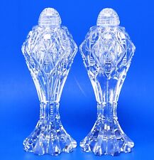 Vintage 1960s BOHEMIA CRYSTAL Extra Large SALT & PEPPER SHAKERS Czechoslovakia picture