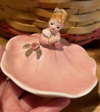 Vintage Josef Originals PINK GIRL Trinket Dish / Tea Bag Holder - Adorable picture