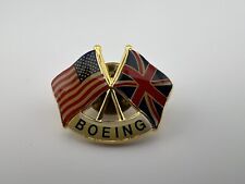 Boeing US & UK flags aircraft pin badge rare picture