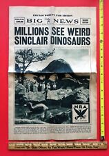 Vintage 1930s Sinclair Oil Gas Original Dino Dinosaur Worlds Fair Newspaper Sign picture