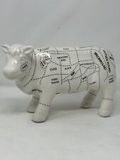Cow butcher diagram Ceramic Figure  11x6.5” white w/black farmhouse new HTF Cows picture
