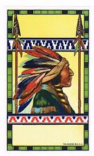 ORIGINAL BROOM LABEL VINTAGE C1930S NATIVE AMERICAN INDIAN CHIEF EARLY PRINTING picture