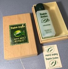 Vintage 70's English Leather LIME Cologne 4 Oz Size + Gift Set Wooden Box picture