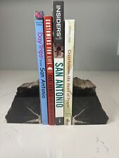 Vintage Petrified Wood Matching Book Ends Display Polished Fossil Rock U.S. picture
