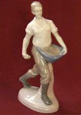 Vintage 1960s GERMANY Figure Statue Sower Farmer Porcelain Marked Stamped Figuri picture