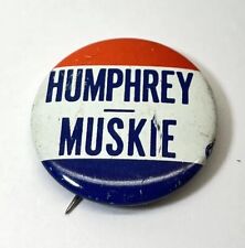 Vintage 1968 Presidential Campaign Pin Humphrey Muskie Pinback Button Democrat picture