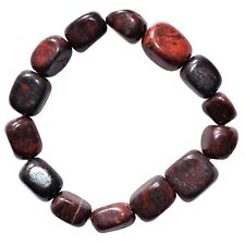 CHARGED Dark Red Brecciated Jasper Stretchy Bracelet + Baby Selenite Puffy Heart picture