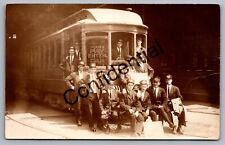 Real Photo 1912 View Of Trolley & Trainmen At Syracuse NY New York RPPC M274 picture