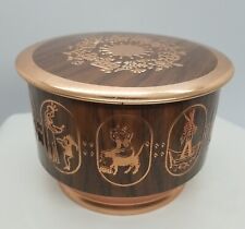 Vintage Embossed Decorative Tin w/Fairy Tales Motif Copper Faux Wood  W. Germany picture
