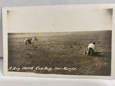 Vtg 1945 RPPC Big Bend Cowboy Marfa Texas Roped Bull Undivided Postcard Posted picture