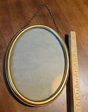 Old Victorian Style Oval Antique Gold Metal Frame With Hanging Chain 8 X 6