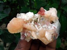 STILBITE On Red HEULANDITE & CHALCEDONY Coral Minerals A-4.24 picture