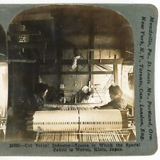 Cut Velvet Factory Weaving Stereoview c1915 Kyoto Japan Women Fabric Loom A2468 picture