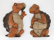 1978 Burwood TURTLE Wall Plaque Pair Vintage Set Decor 3D Turtles 2191-1 2191-2 picture