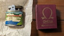 Vintage Omega Japan Super Lighter Ornate Enamel Bermuda scene picture