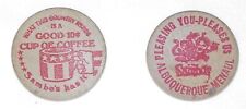 2 VINTAGE LATE 1950's SAMBO's RESTUARANT WOODEN NICKELS-ALBUQUERQUE & GREELEY,CO picture