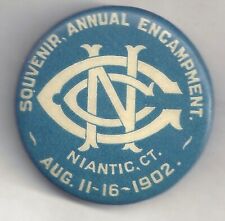 1902 Niantic, CT G.A.R. Civil War Annual Encampment Pinback CT Nat'l Guard Pin picture