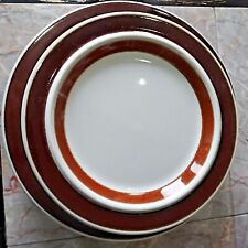 Vintage Arabia of Finland Anemone Brown Rosmarin Plates Brown Bands 1971-1984 picture