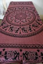 French Estate - Vintage Cotton Woven BEDSPREAD Throw India Elephants Boho 80x80 picture
