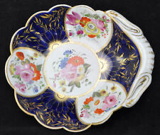 Antique German Porcelain Hand Painted Floral Shell Dish 19th Century picture
