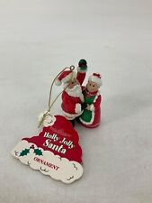 RARE Vintage Papel Giftware Holly Jolly Santa & Mrs Claus Christmas Ornament NOS picture