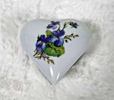 Vintage Limoges Rochard France Heart Shaped Porcelain Trinket Box picture