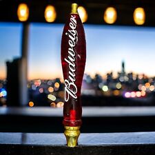 12” Translucent Red Original Budweiser Threaded Acrylic Tap Handle picture