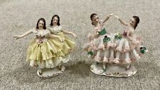 VTG Lot Of 2 Dresden Lace Figurines Made in Germany 2 Lady Ballerina’s Dress picture
