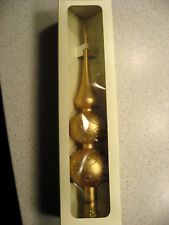 Vintage Pier 1 Imports Gold with Gold Glitter Design Glass Finial Tree Topper picture