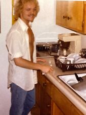 DC) Photograph Handsome Gay Man In Kitchen Shirt Open 1980s Gay Interest  picture