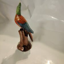 Colorful bird made in Czechoslovakia Czech bird pottery bud vase 4 holes in tree picture