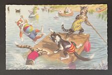 Alfred Mainzer Cats Postcard Belgium Anthropomorphic Lake Swimming picture