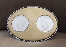 🇺🇸 SUPER SALE 🇺🇸   VTG Two 1922 Silver Dollar Coins Handcrafted Belt Buckle picture