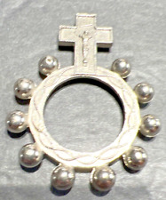 Vtg 1940s Authentic Silver Plate One Decade Pocket Finger Rosary Ring - Italy picture