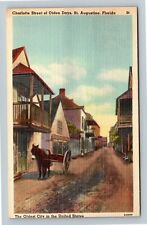 St. Augustine, FL-Florida, Old Charlotte Street, Horse Carriage Vintage Postcard picture