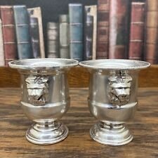 Vtg EC VINERS OF SHEFFIELD Silverplated 2pc England Candle Holder Lions Head 3