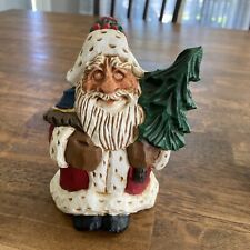 David Frykman Christmas Figure 1994 Santa Holding Tree DF1408 Wood Carved Look picture