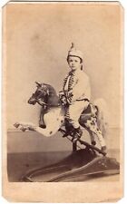 ANTIQUE CDV C. 1860s F. GUTEKUNST YOUNG BOY RIDING PONY 2C CIVIL WAR TAX STAMP picture