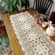 Vintage Hand Crochet Cotton Lace Table Runner Dresser Scarf Doily Wedding Decor picture