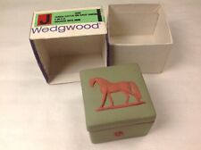 Vtg Wedgwood  Horse Trinket Box terracotta decor on sage green Jasperware #4 picture