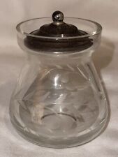 Antique/Vintage Glass Miniature Condiment Jar Sterling? Lid picture